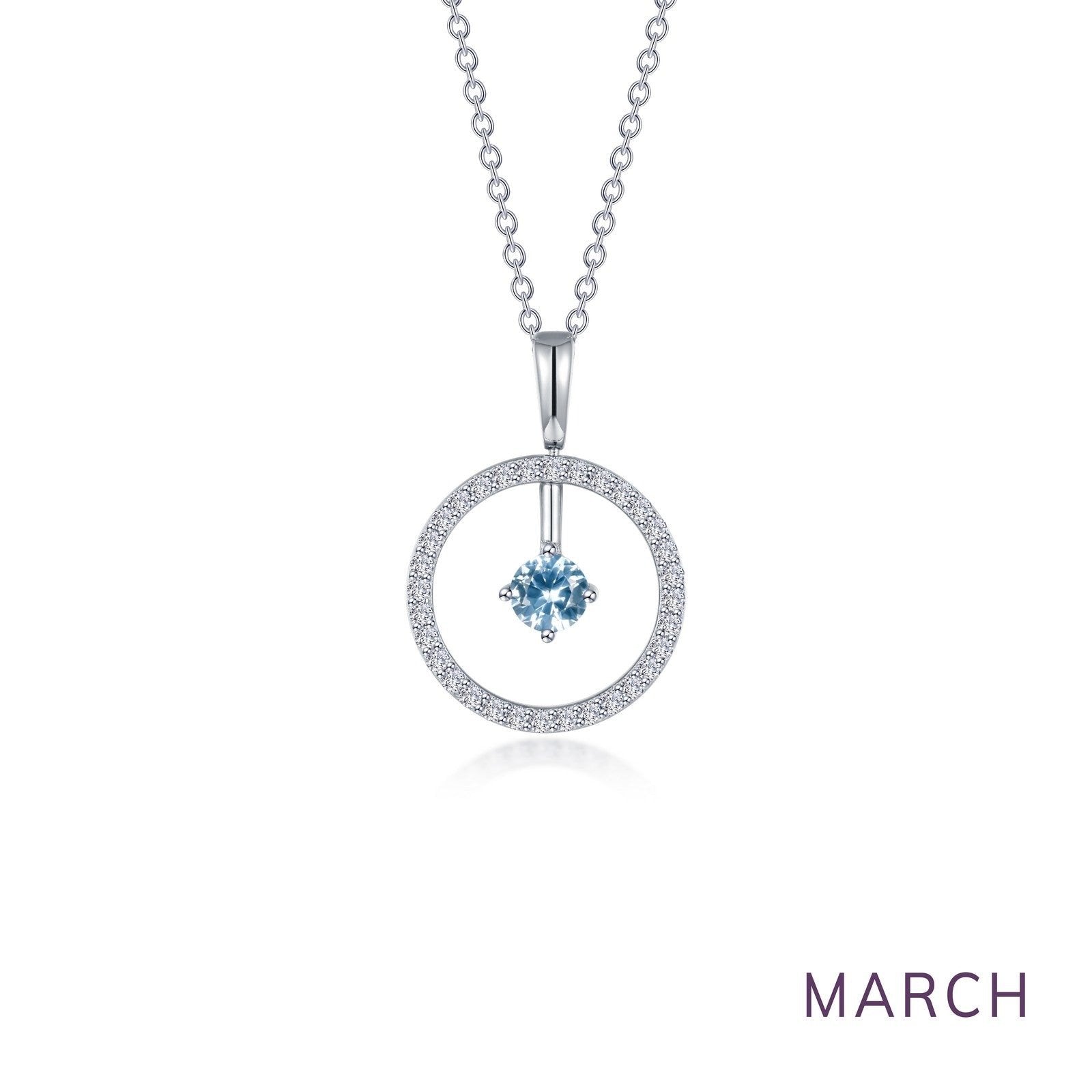March Birthstone Reversible Open Heart Necklace