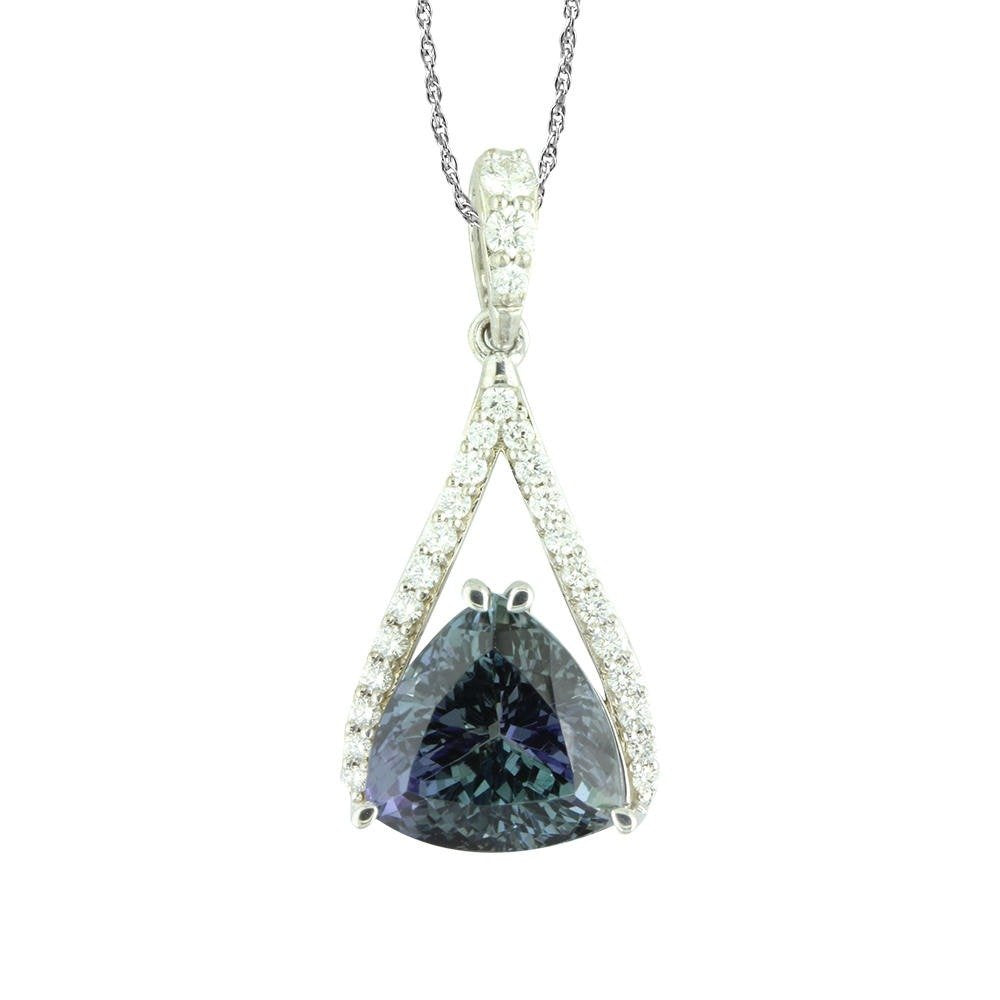 Peacock Tanzanite & Diamond Pendant