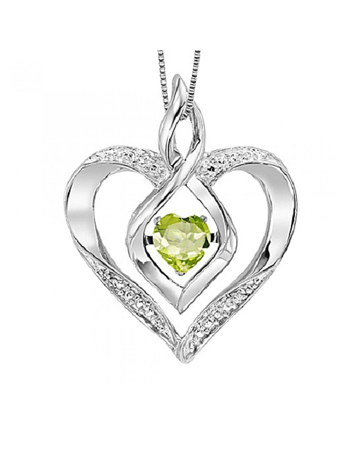 Sterling Silver Rhythm of Love Created Peridot and Diamond Pendant