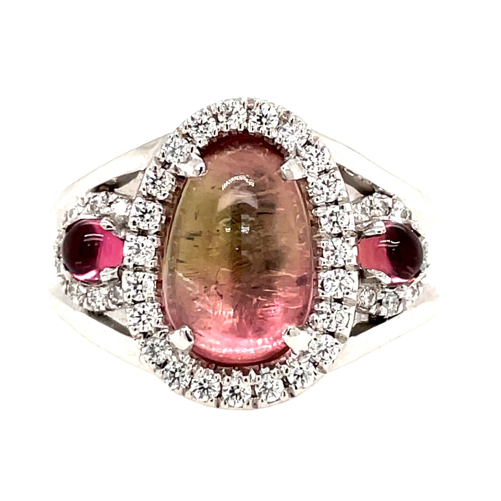 14K White Gold Bi-Colored Tourmaline Ring