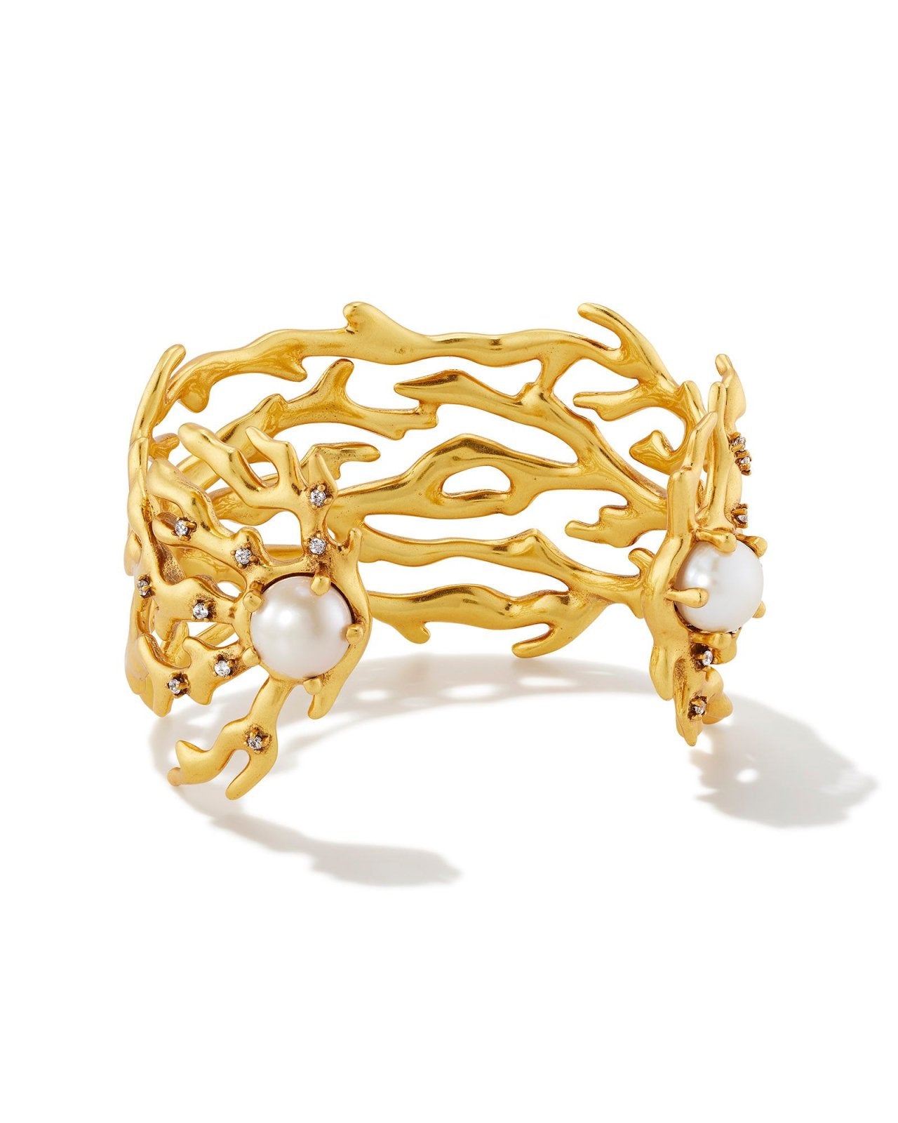 SHEA STATEMENT CUFF BRACELET VINTAGE GOLD WHITE PEARL S/M