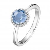 Blue Topaz Ring with Simulated Diamond Halo