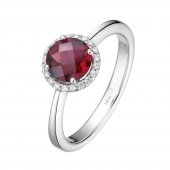 Garnet Ring with Simulated Diamond Halo