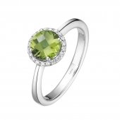 Peridot Ring with Simulated Diamond Halo