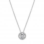 Simulated Diamond Pendant with Simulated Diamond Halo