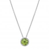 Peridot Pendant with Simulated Diamond Halo