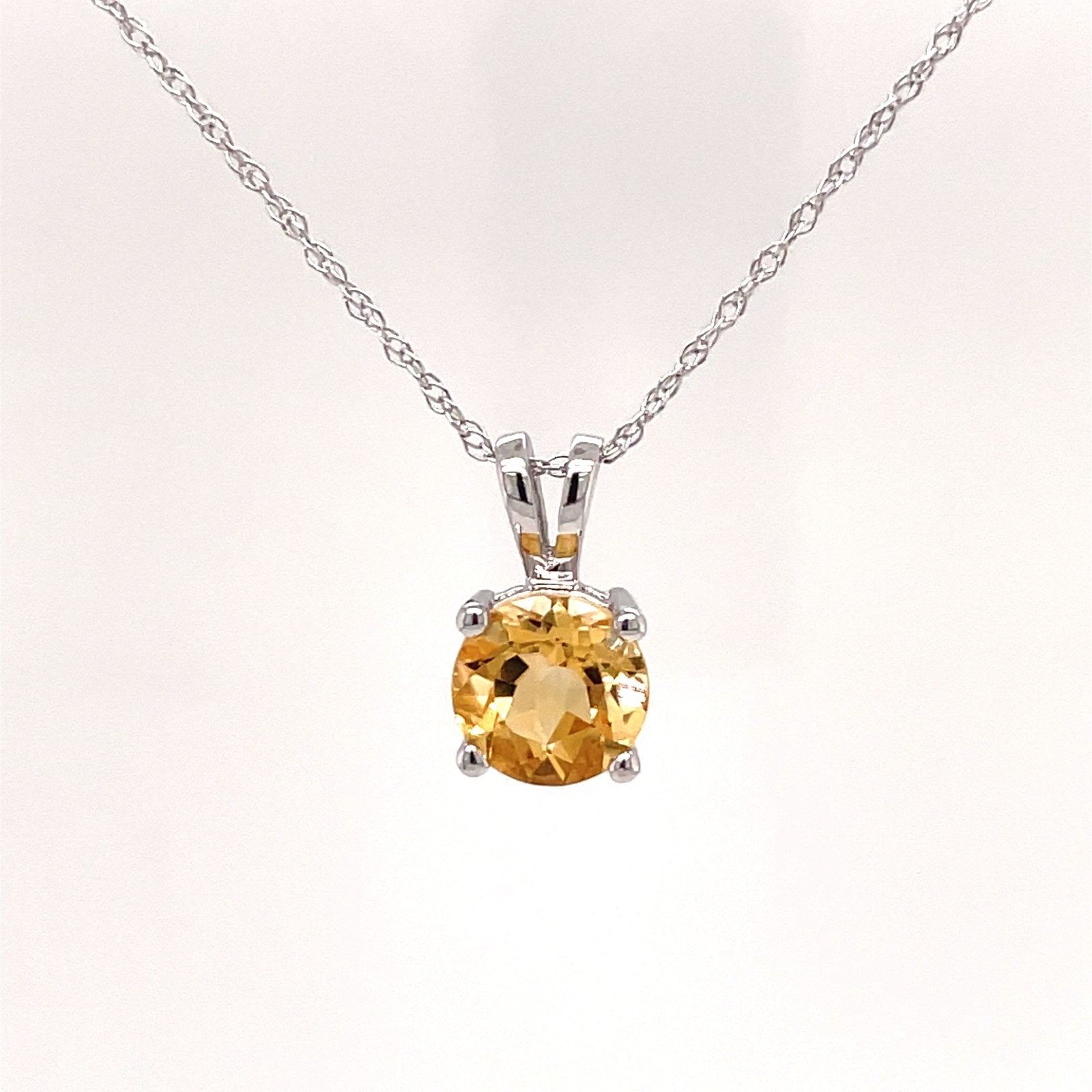 10K White Gold Citrine Pendant