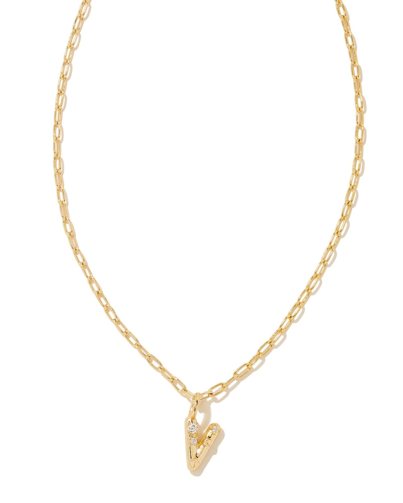 Kendra Scott Crystal Letter V Pendant Necklace