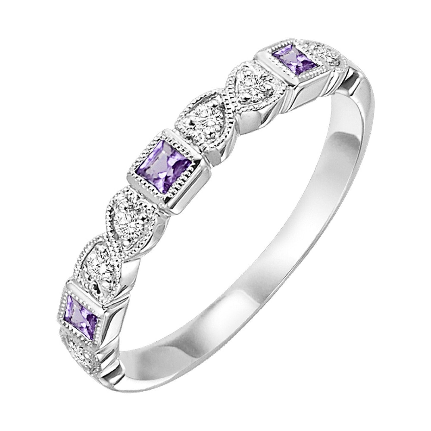 Amethyst & Diamond Band