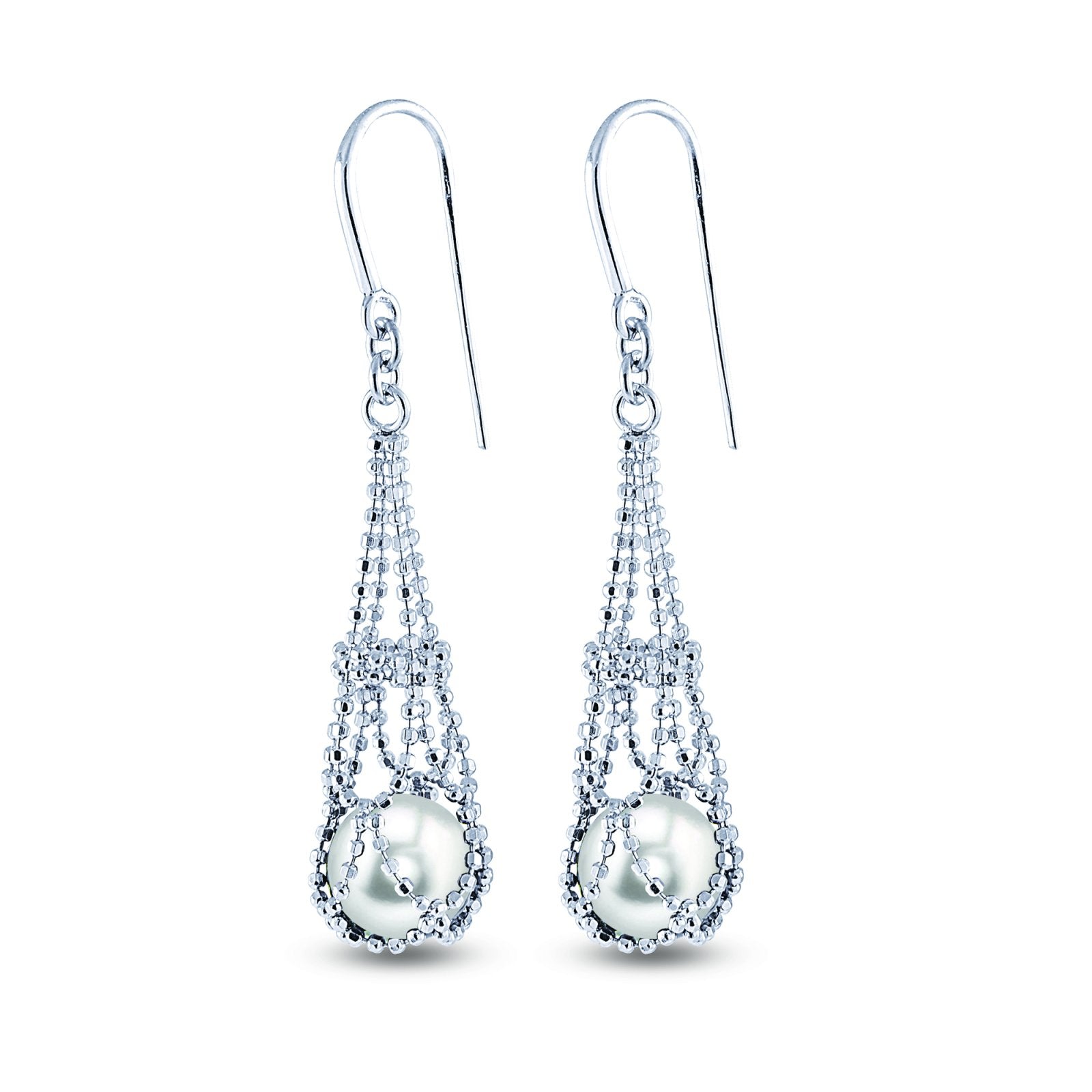 Sterling Silver Imperial Lace Freshwwater Pearl Cultured Pearl Drop Earrings