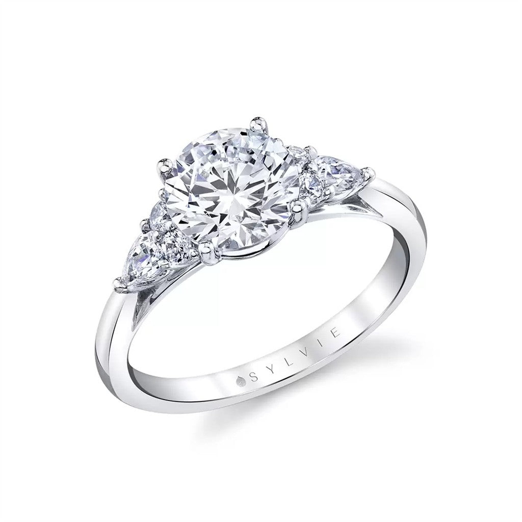 Round Cut Multi Side Stone Engagement Ring - Hermoine