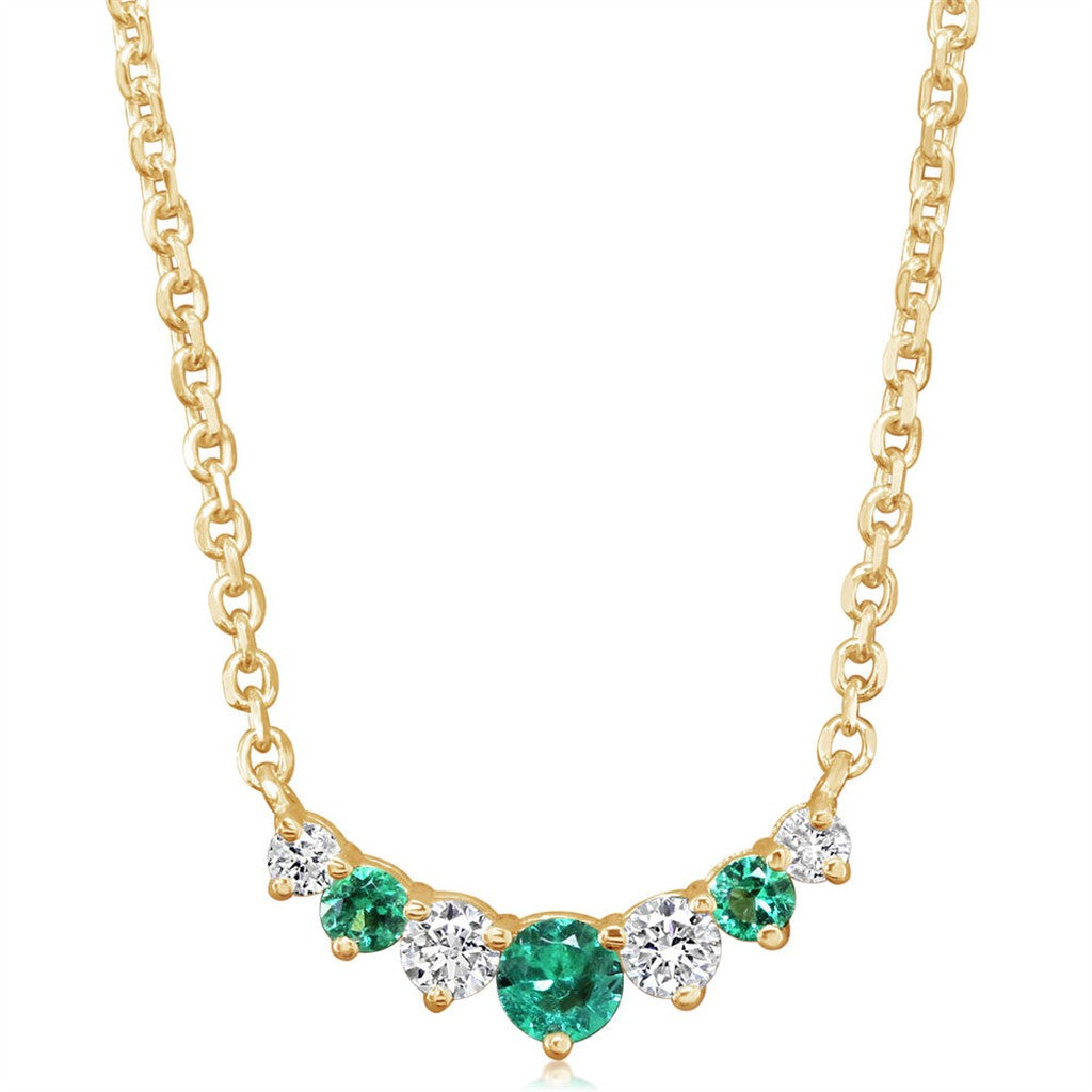 14K White Gold Emerald/Diamond Necklace