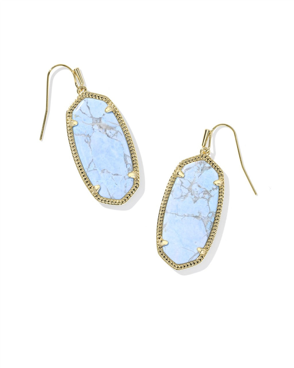 ELLE DROP EARRINGS GOLD VARIEGATED LIGHT BLUE MAGNESITE