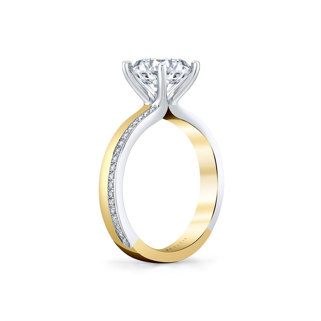 Auravie Flush Set Diamond Two Tone Engagement Ring - Reese
