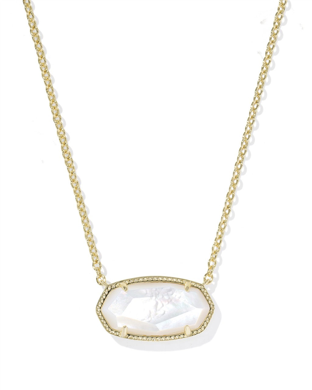 ELISA STATEMENT SHORT PENDANT NECKLACE GOLD IVORY MOTHER OF PEARL