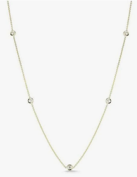 18KY/P T=.08CT 5 STONE BEZEL SET PENDANT