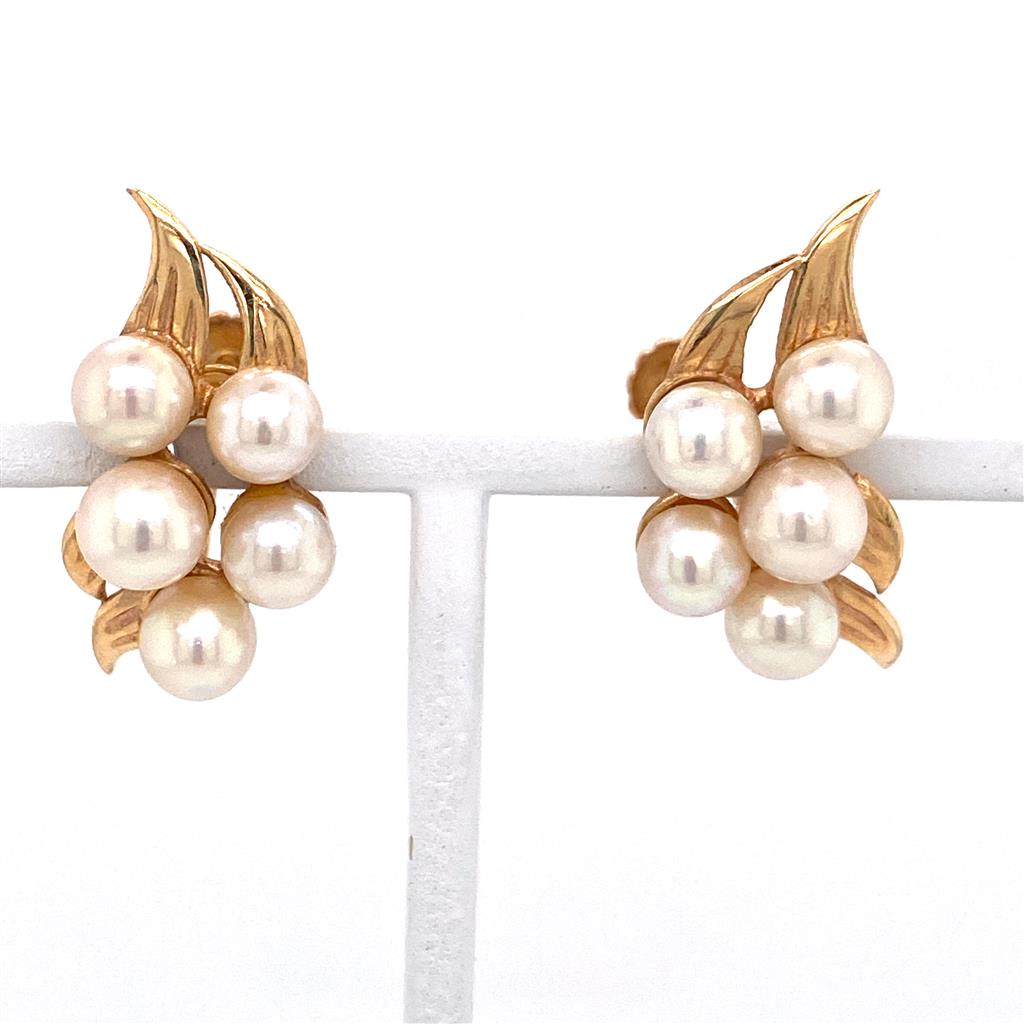 14K Yellow Gold Clip-On Pearl Earrings (Estate)