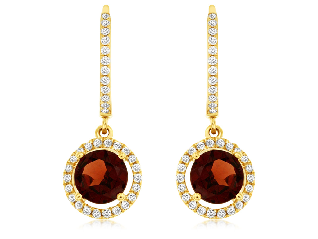 Garnet and Diamond Earrings