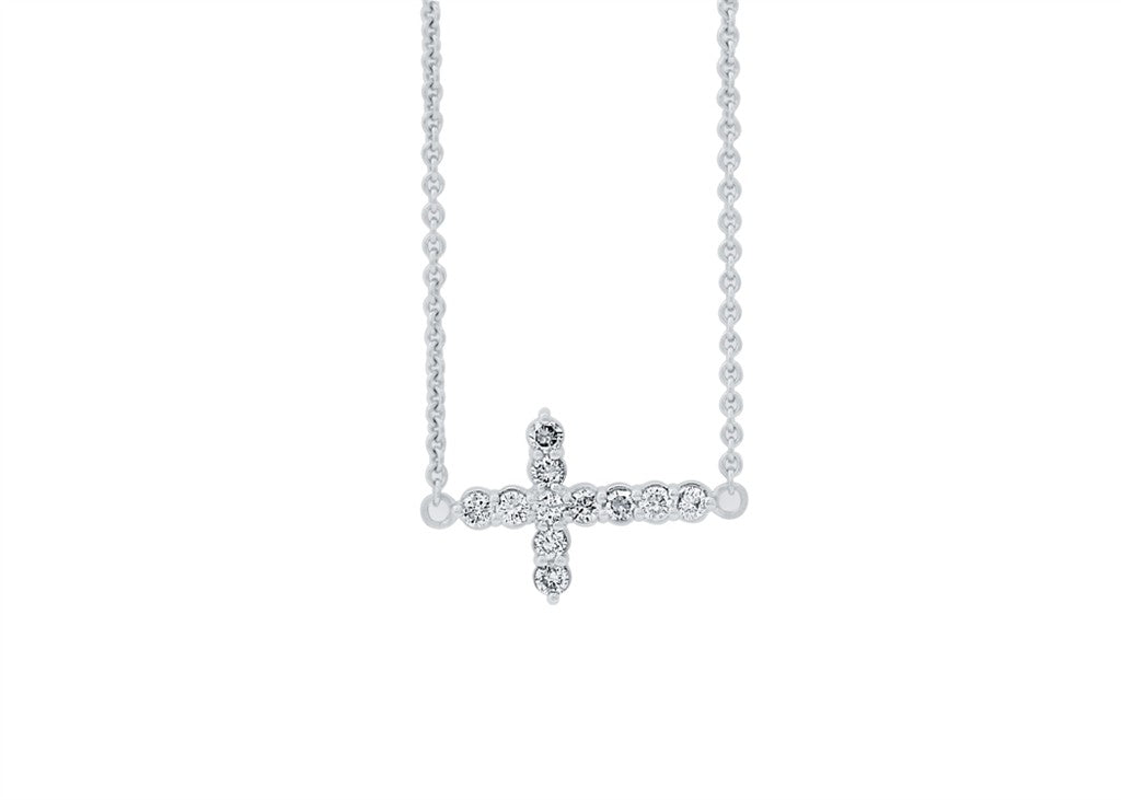 Diamond Sideways Cross Pendant