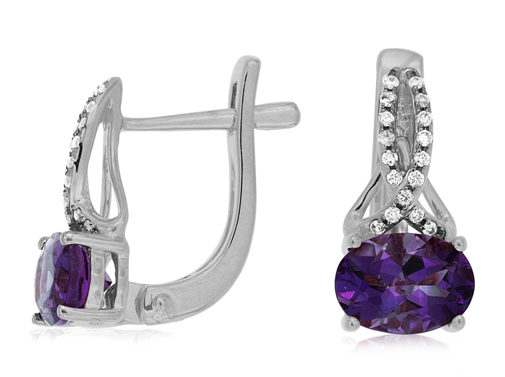 Amethyst and Diamond Earrings
