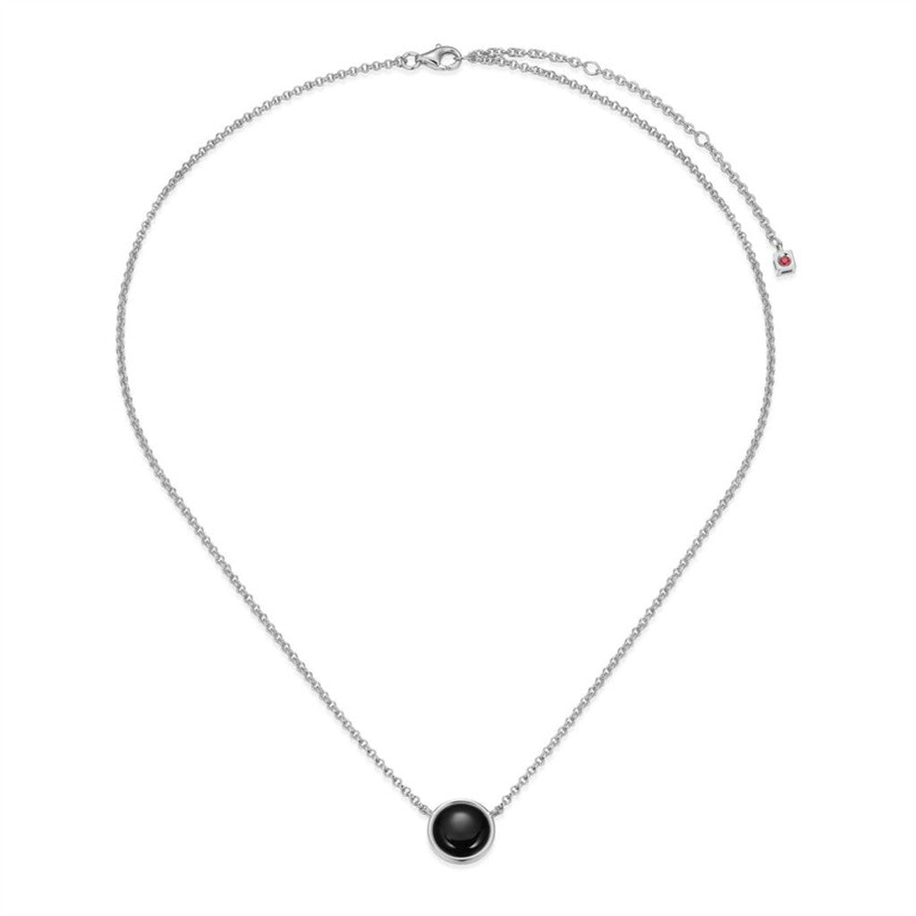 ELLE Lustre Button Black Agate Pendant Necklace