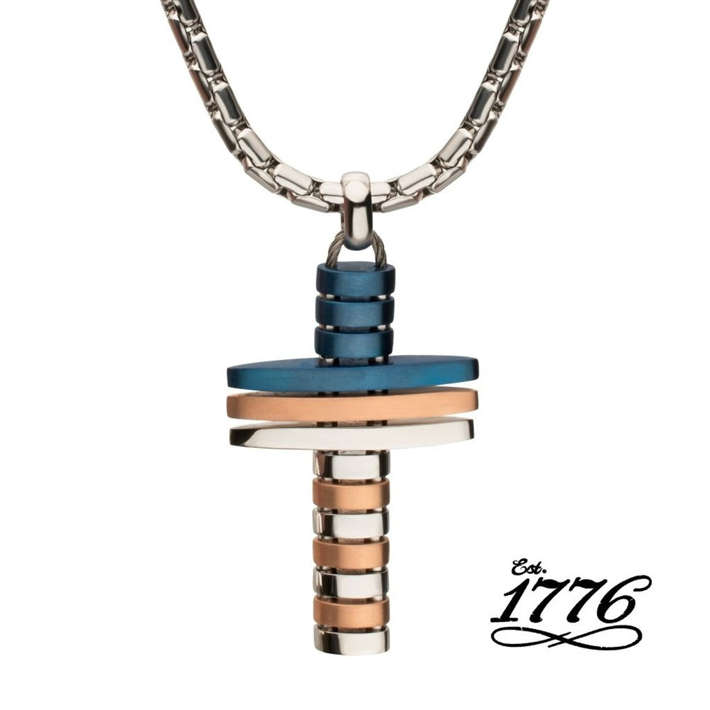 Inox EST. 1776: Metallic Flag Cross Pendant