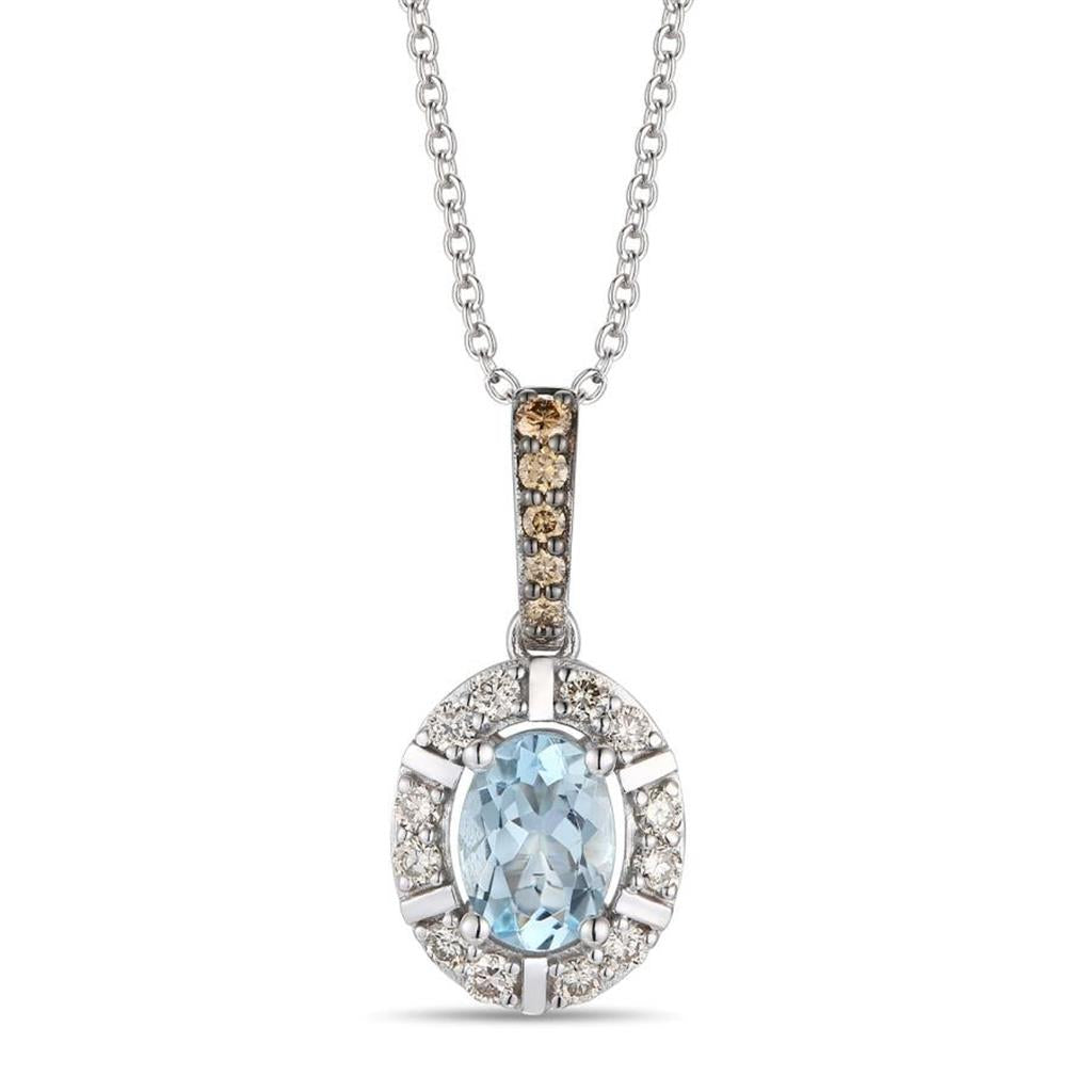 LeVian Diamond & Aquamarine Pendant