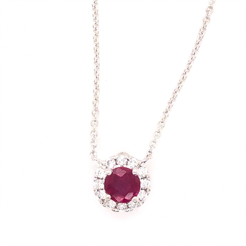 Ruby and Diamond Pendant Necklace