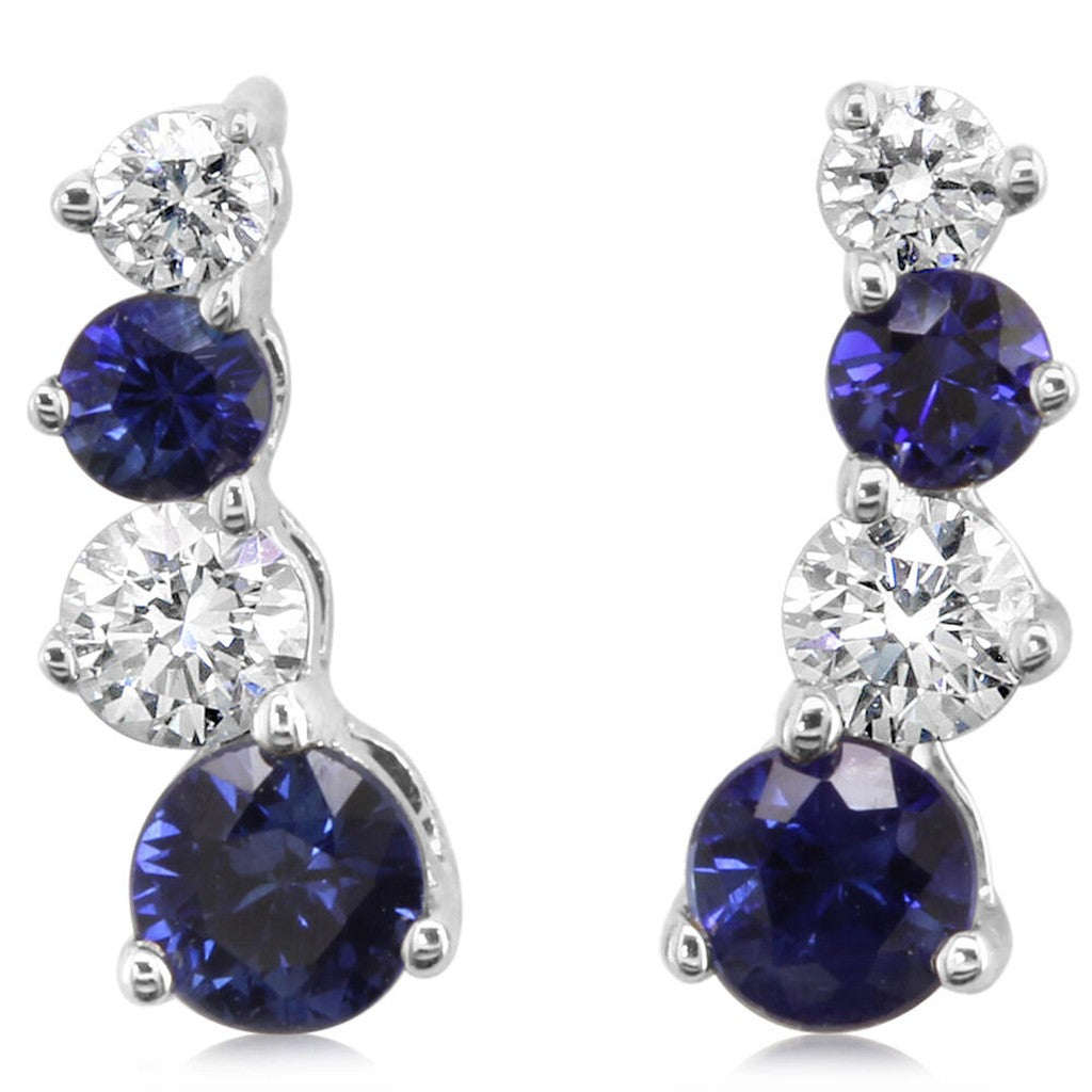 14k White Gold Sapphire and Diamond Earrings