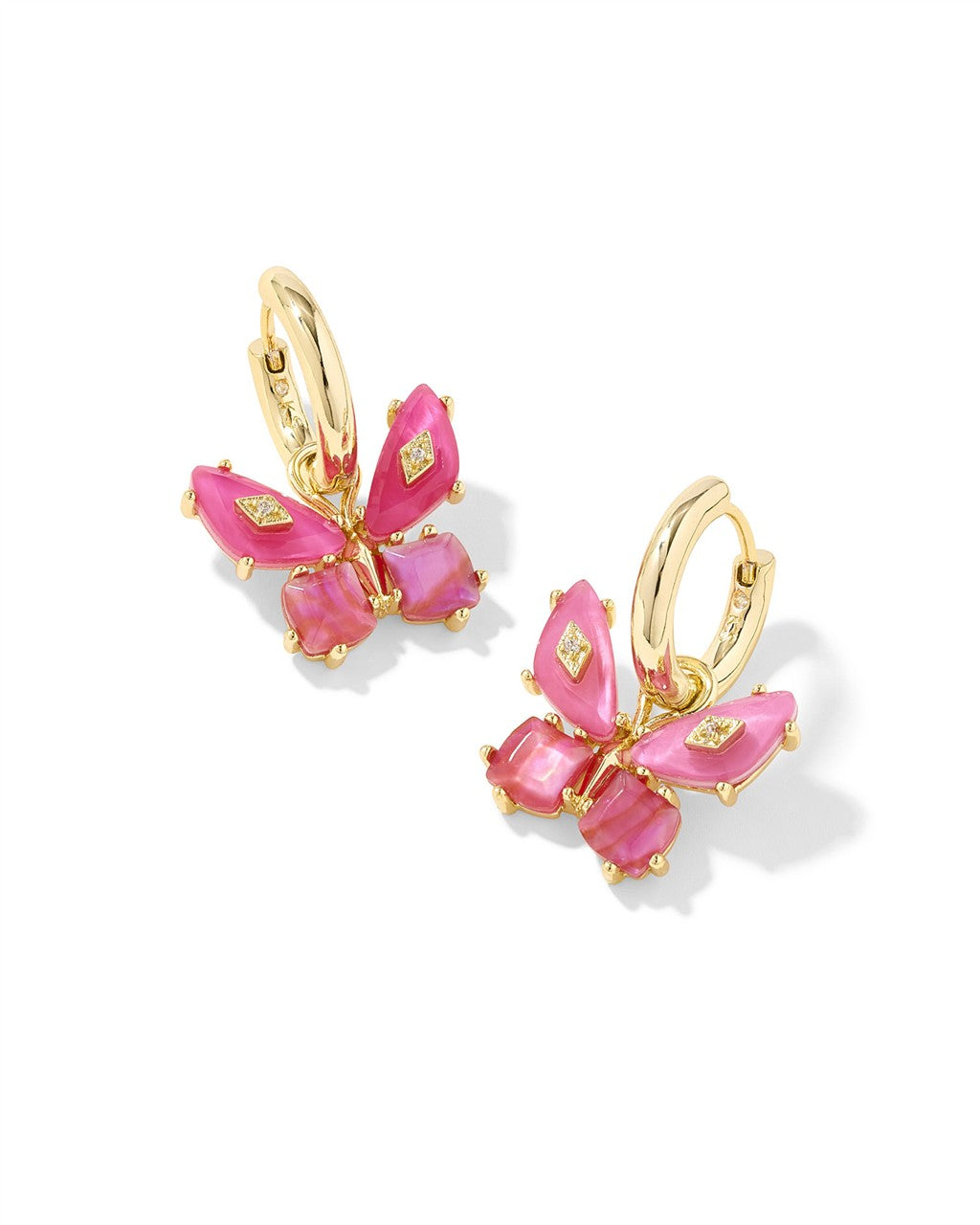 BIANCA BUTTERFLY HUGGIE EARRINGS GOLD PINK MIX