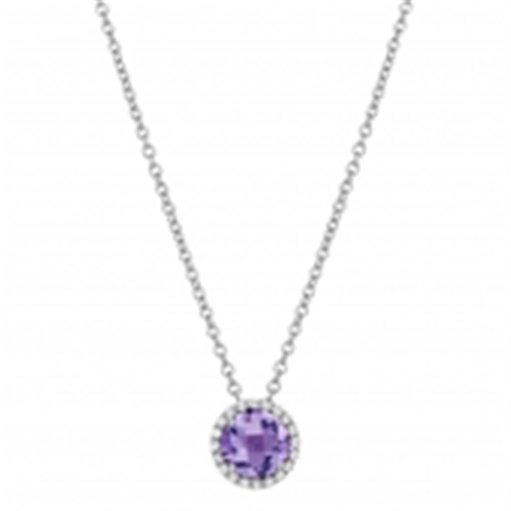 Amethyst Pendant with Simulated Diamond Halo