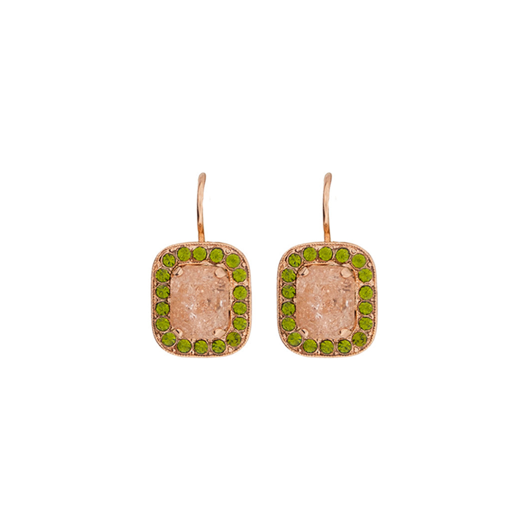 Emerald Cut Halo Earrings