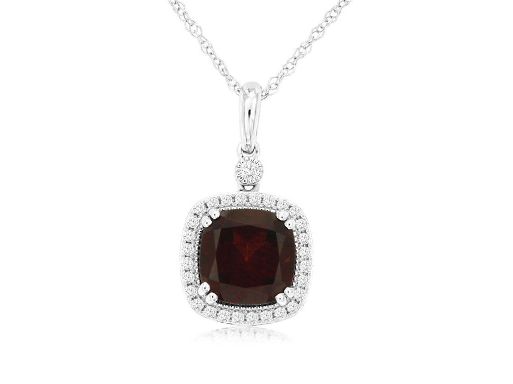 Garnet and Diamond Pendant Necklace