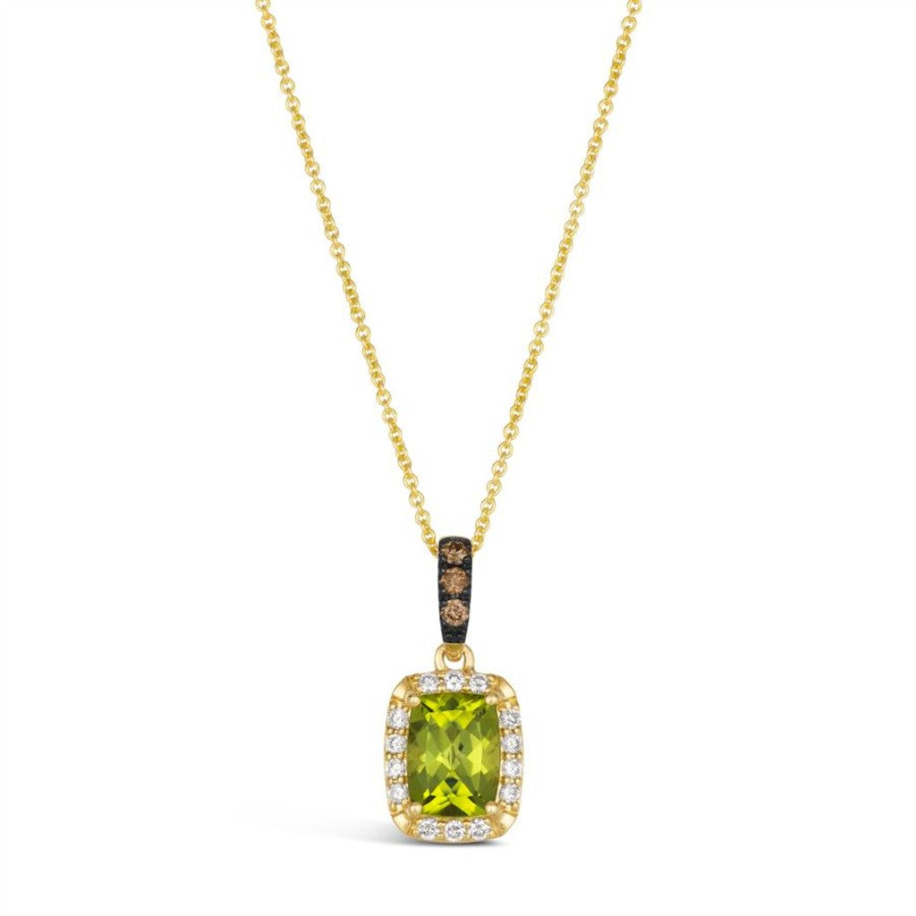 Peridot and Diamond Pendant Necklace