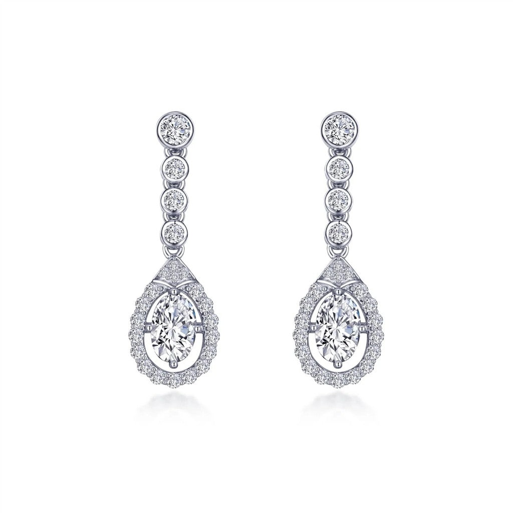 Oval Halo Drop Earrings