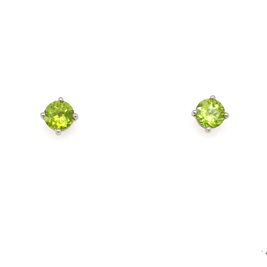 10K White Gold Peridot Stud Earrings