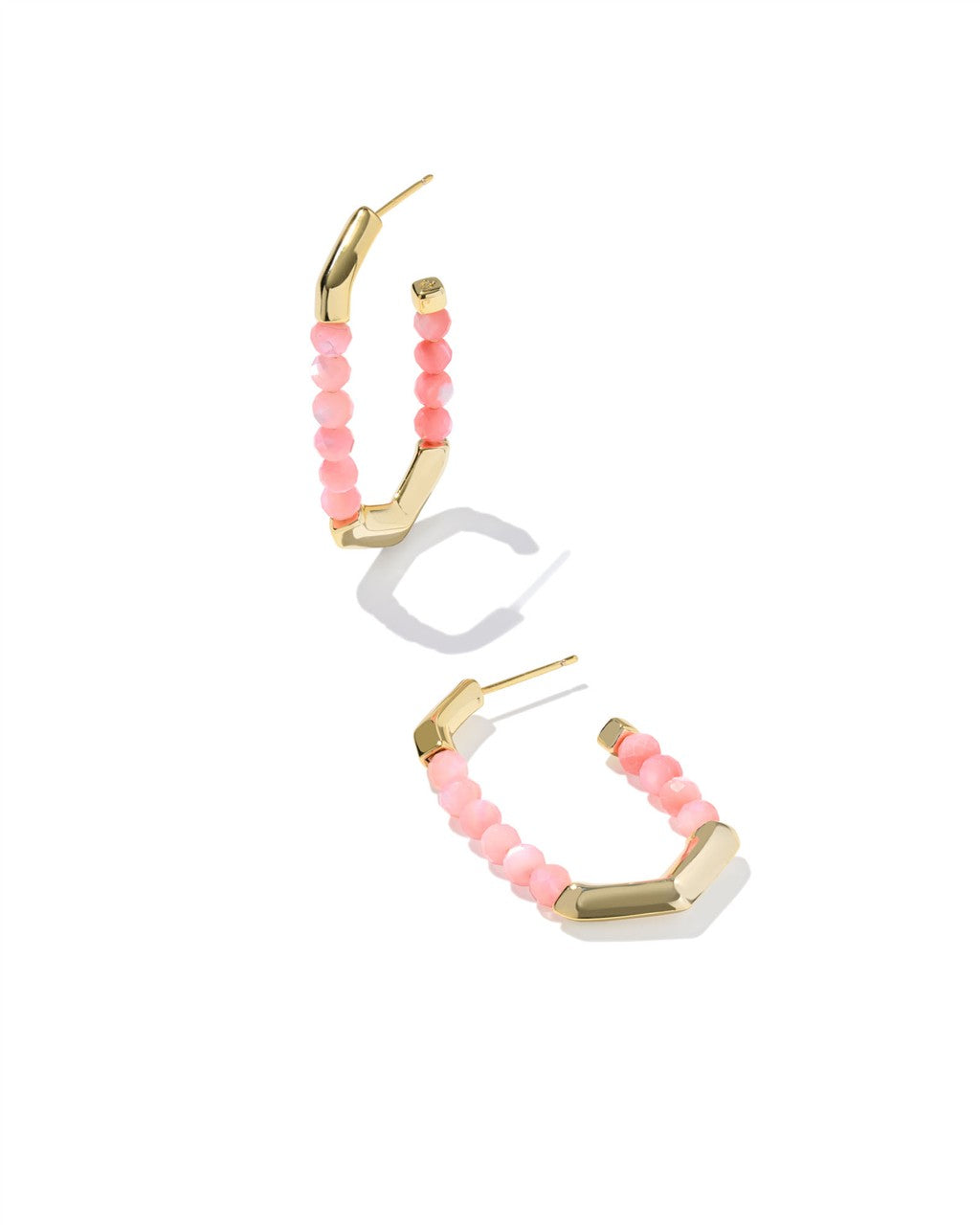 SYLVIA HOOP EARRINGS GOLD PINK CHALCEDONY