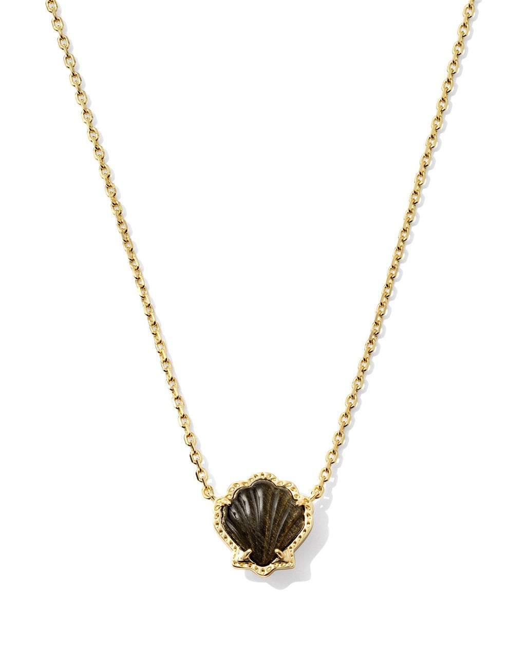 BRYNNE SHELL SHORT PENDANT NECKLACE GOLD GOLDEN OBSIDIAN