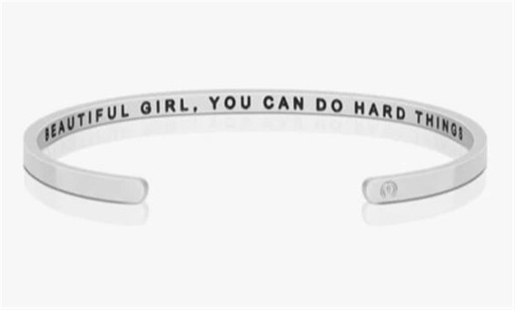 Beautiful Girl, You Can Do Hard Things Mantra Bracelet