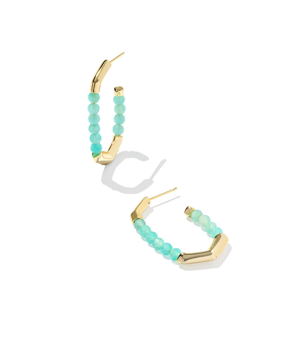 SYLVIA HOOP EARRINGS GOLD TEAL AMAZONITE