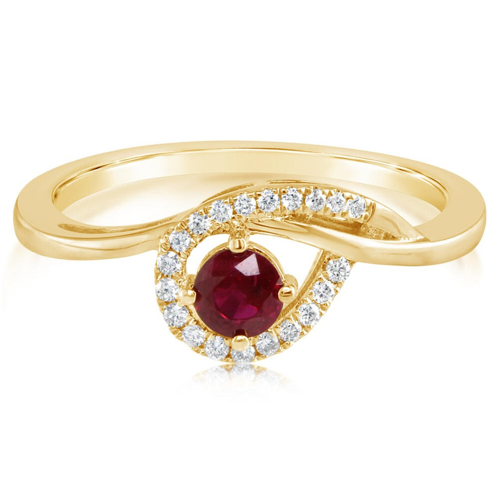 14k Yellow Gold Ruby and Diamond Ring