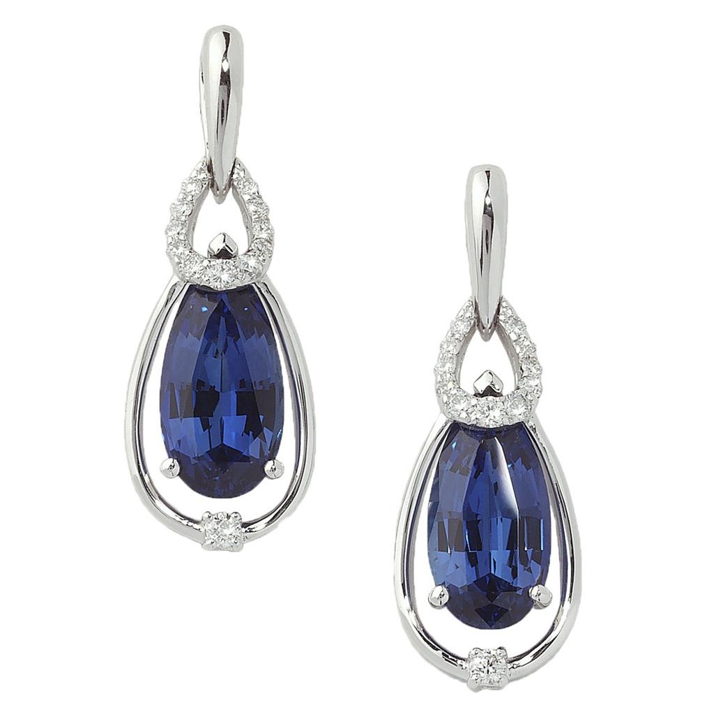 Chatham Blue Sapphire & Diamond Earrings
