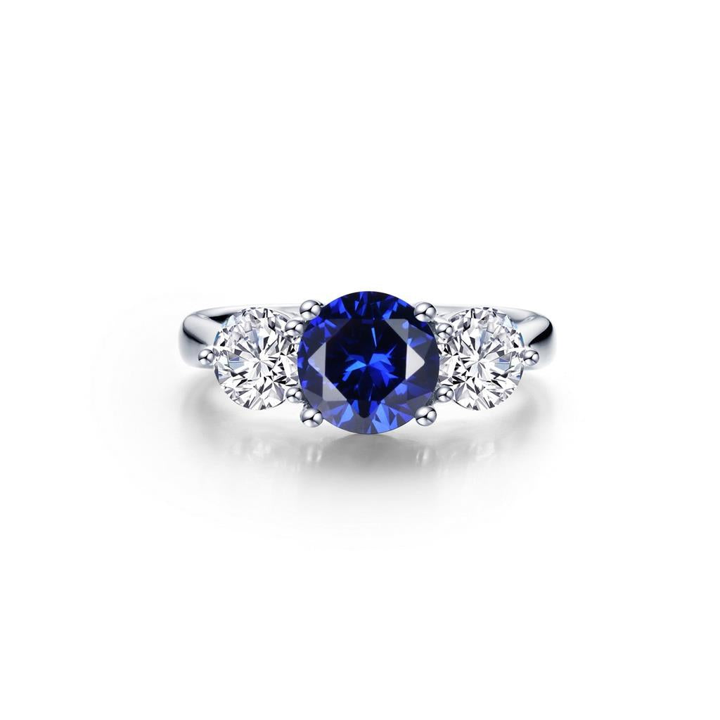 Classic Three-Stone Blue Sapphire Ring