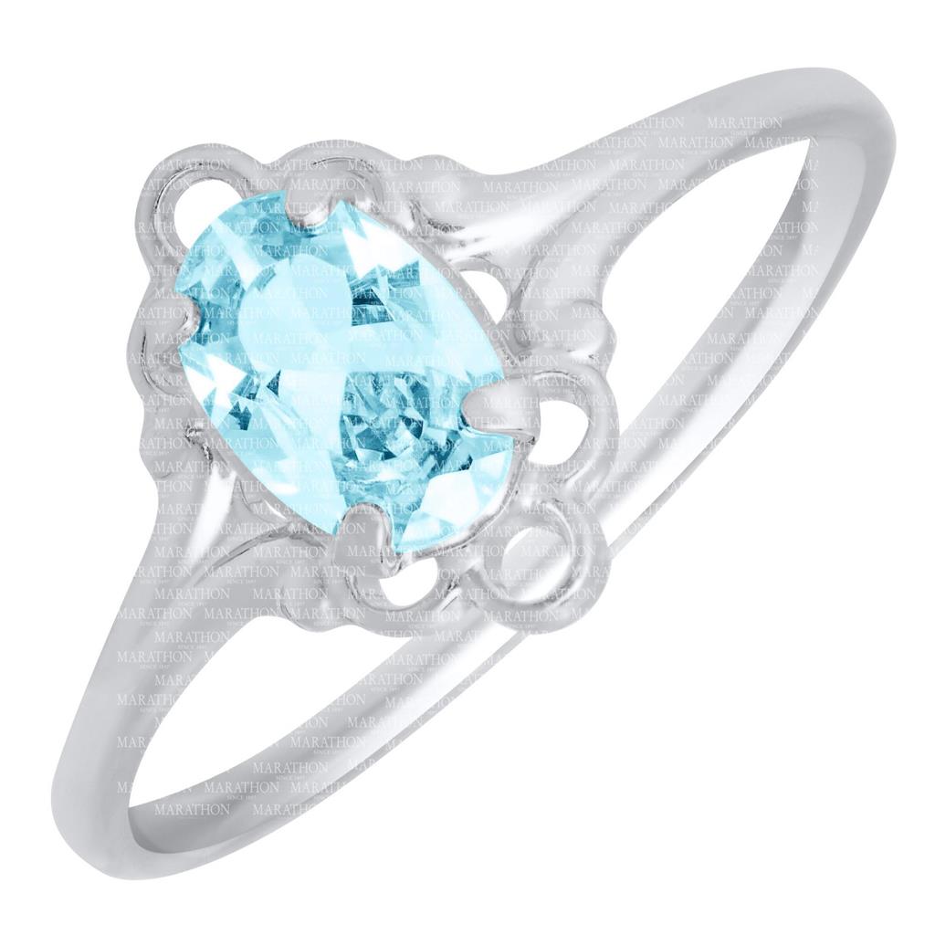 SS March Birthstone Ring