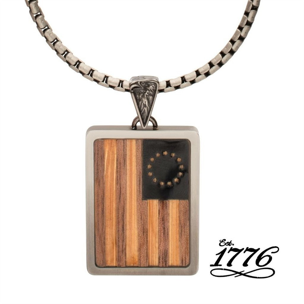 Inox EST. 1776: Betsy Ross Flag - Wood Inlay Pendant