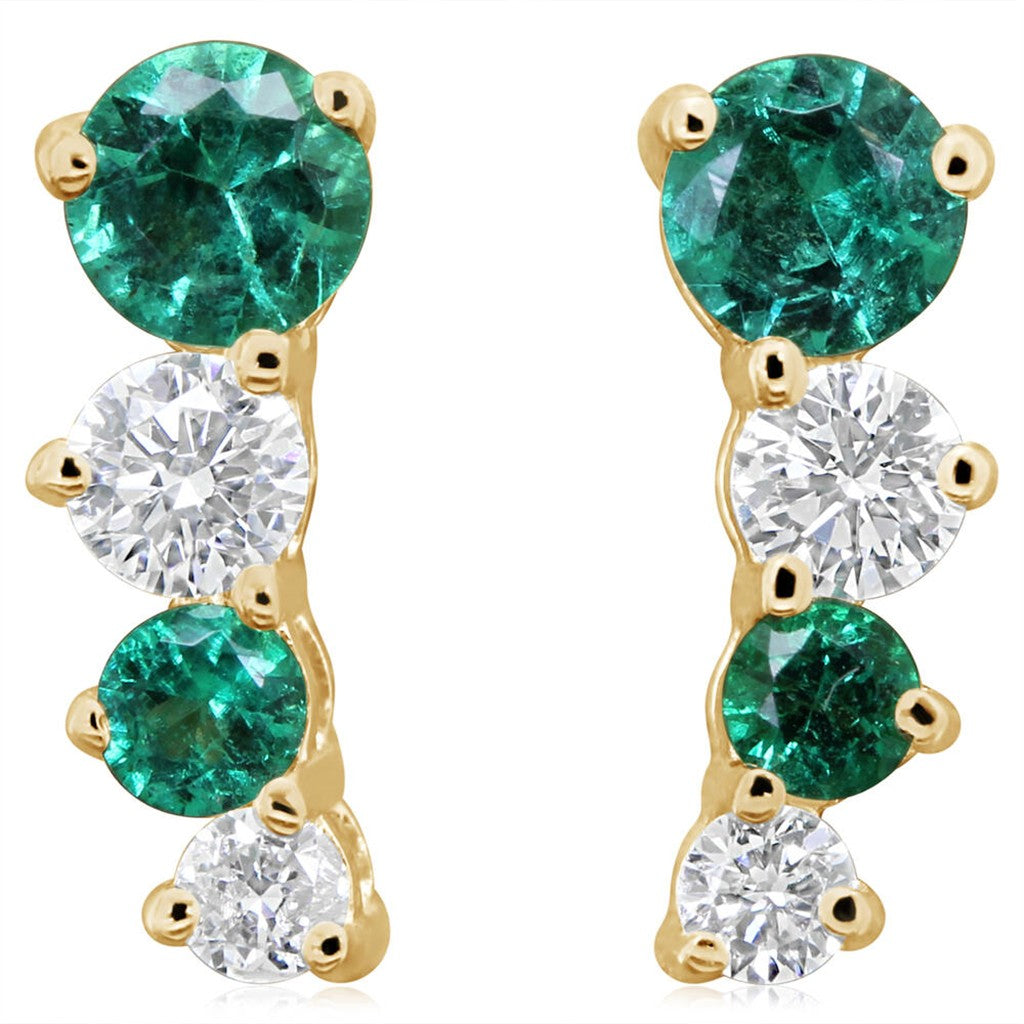 14 Karat White Gold Emerald and Diamond Earrings
