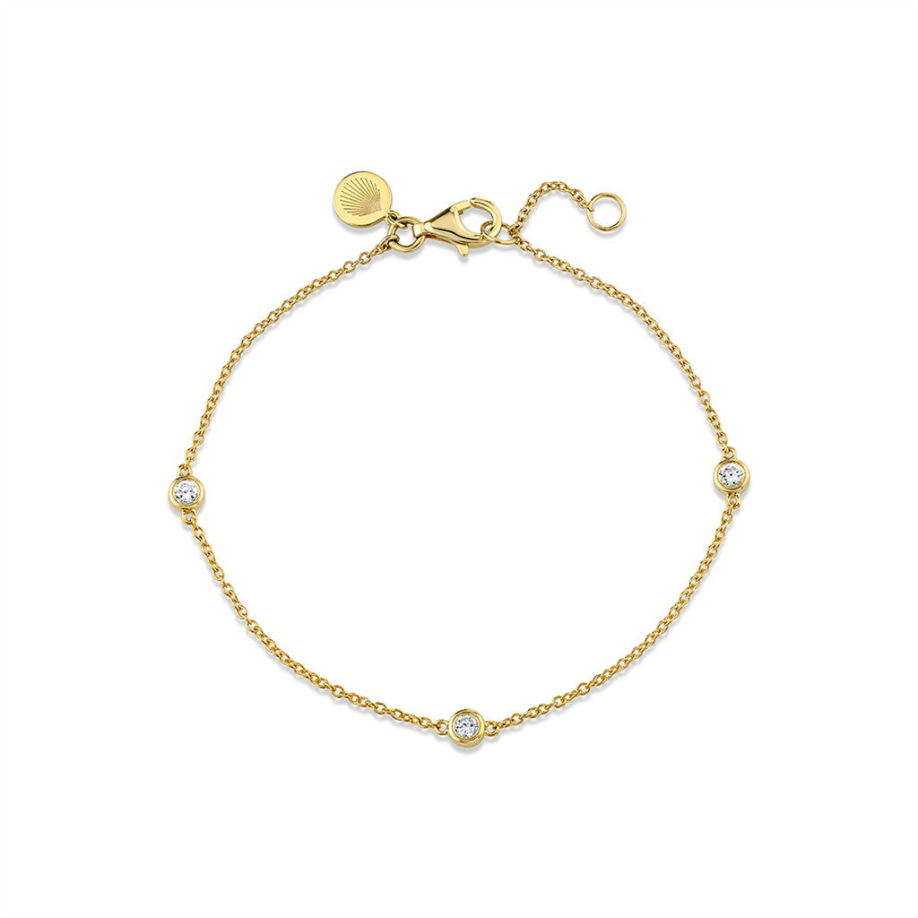 Round Bezel Diamond Trio Bracelet