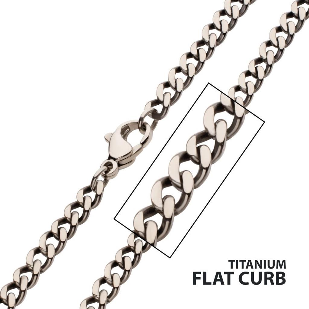 Titanium Flat Curb Chain Necklace