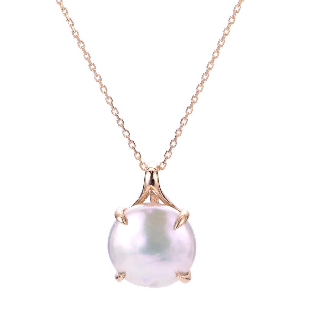 14K Yellow Gold Freshwater Cultured Coin Pearl Pendant