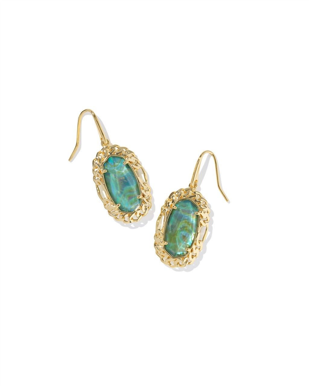 DANI FIGARO FRAME DROP EARRINGS GOLD DEEP AQUA ILLUSION